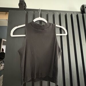Sleeveless Black Ribbed Top